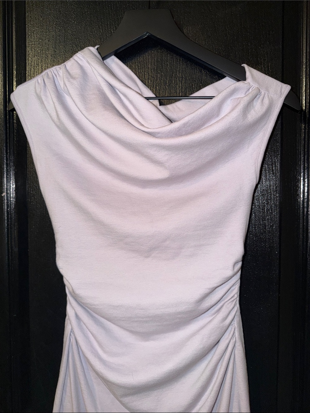 OGL Soft Cotton Lyocell Ruched asymmetrical Shoulder Mini Dress - Picture 4 of 8